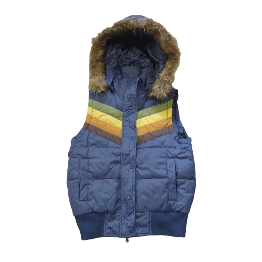 Vintage 90s Delia’s Rainbow Puffer Vest Hooded Jacket S